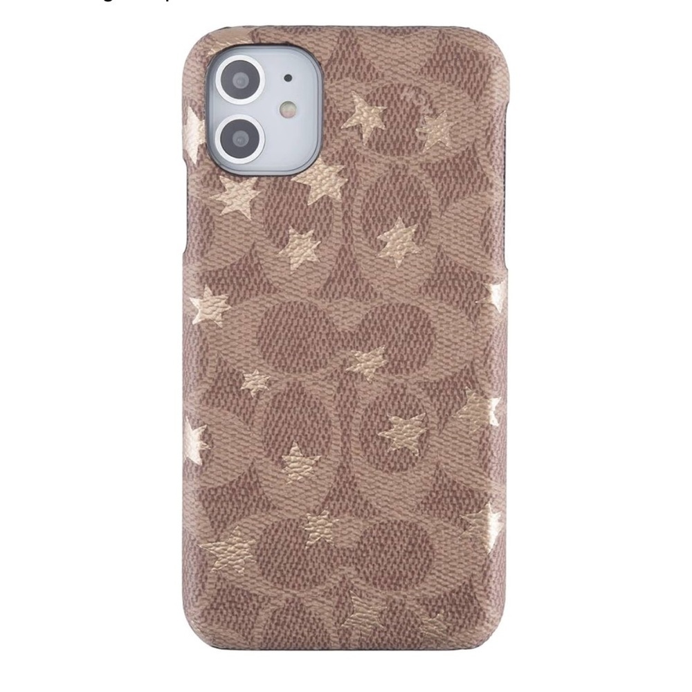 COACH Slim Wrap Case for iPhone 11 - Signature C Khaki/Gold Foil Stars